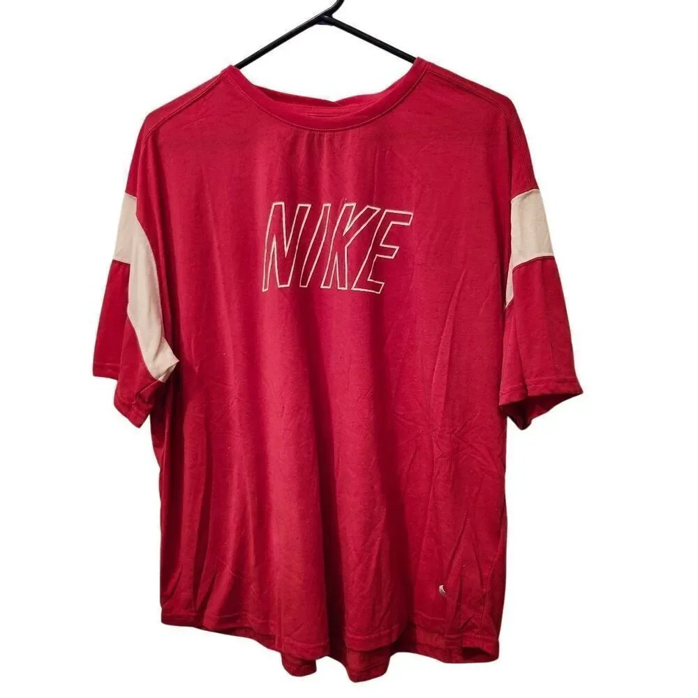 Nike XL Dark Pink/White Color Block Dry Training Tee